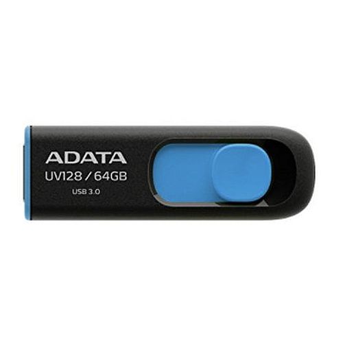 ADATA 64GB USB 3.0 Memory Pen, UV128, Retractable, Capless, Black & Blue - X-Case UK T/A ROG