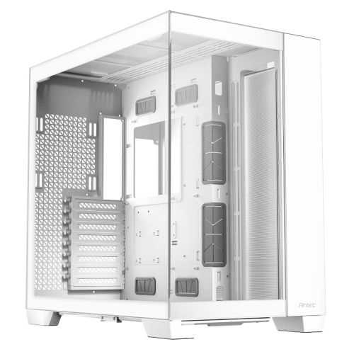 Antec C8 Gaming Case w/ Glass Side & Front, E-ATX, Dual Chamber, Mesh Panels, USB-C, White-0