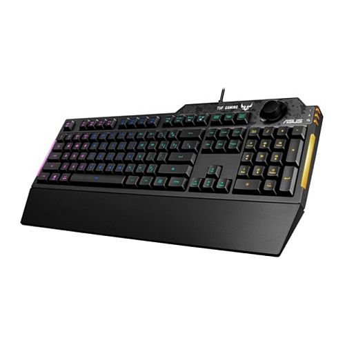 Asus TUF GAMING K1 RGB Keyboard with Volume Knob, 19-key Rollover, Side Light Bar & Armoury Crate, Spill Resistant, Detachable Wrist Rest - X-Case UK T/A ROG
