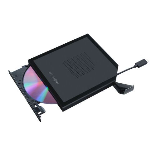 Asus (ZenDrive V1M) External Slimline DVD Re-Writer w/ Built-in Cable, USB-C, 8x, Encryption, M-Disc Support, Nero BackItUp, Black - X-Case UK T/A ROG