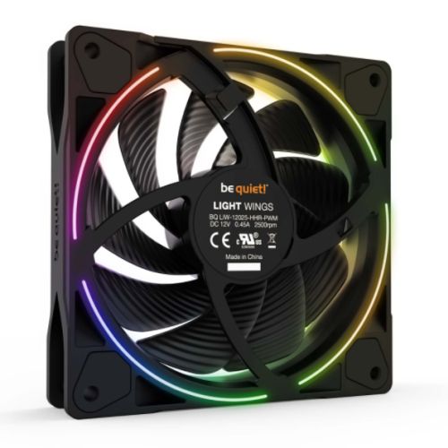 Be Quiet! (BL073) Light Wings 12cm PWM ARGB High Speed Case Fan, Rifle Bearing, 18 LEDs, Front & Rear Lighting, Up to 2500 RPM - X-Case UK T/A ROG