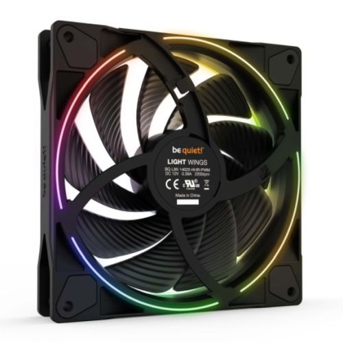 Be Quiet! (BL075) Light Wings 14cm PWM ARGB High Speed Case Fan, Rifle Bearing, 20 LEDs, Front & Rear Lighting, Up to 2200 RPM - X-Case UK T/A ROG