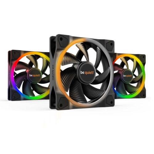 Be Quiet! (BL076) Light Wings 12cm PWM ARGB Case Fans x3, Rifle Bearing, 18 LEDs, Front & Rear Lighting, Up to 1700 RPM, ARGB Hub included - X-Case UK T/A ROG