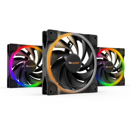 Be Quiet! (BL079) Light Wings 14cm PWM ARGB High Speed Case Fans x3, Rifle Bearing, 20 LEDs, Front & Rear Lighting, Up to 2200 RPM, ARGB Hub included - X-Case UK T/A ROG