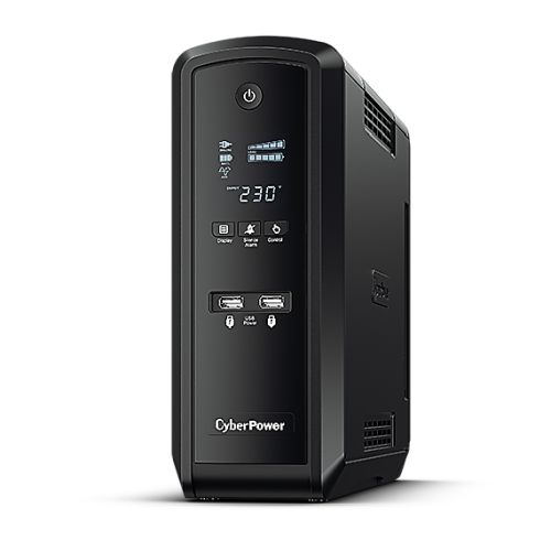 CyberPower PFC Sinewave 1500VA Line Interactive Tower UPS, 900W, LCD Display, 2x UK Plug, 4x IEC, AVR Energy Saving - X-Case UK T/A ROG