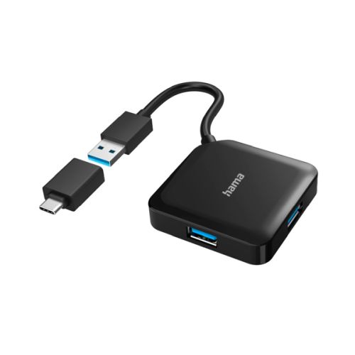 Hama External 4-Port USB 3.2 Gen 1 Hub, USB Powered, USB-A w/ USB-C Adapter - X-Case UK T/A ROG
