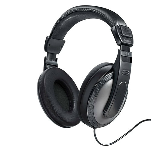Hama ShellTV Headphones, 3.5 mm Jack (6.35mm Adapter), 40mm Drivers, 6m Cable, Padded Headband, Black/Dark Grey - X-Case UK T/A ROG