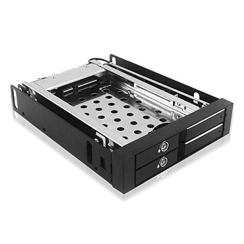 Icy Box (IB-2227STS) Mobile Rack for 2x HDD/SSD into 1x 3.5" Bay, Lockable, Hot Swap, LED Indicator - X-Case UK T/A ROG
