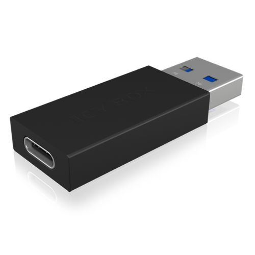 Icy Box USB 3.1 Gen2 Type-A Male to USB Type-C Female Converter Dongle, Black - X-Case UK T/A ROG