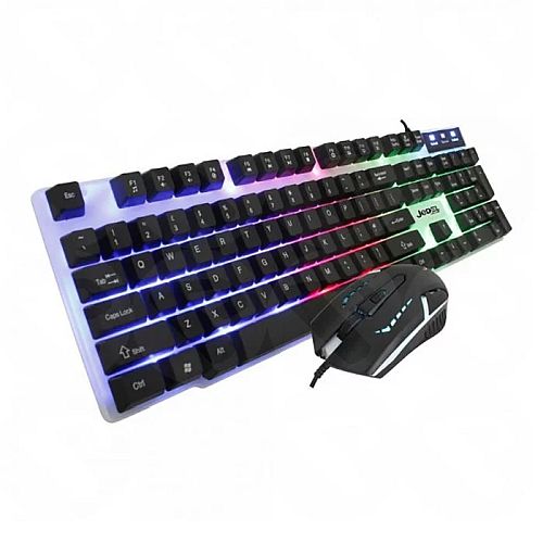 Jedel GK100 RGB Gaming Desktop Kit, Backlit Membrane RGB Keyboard & 800-1600 DPI LED Mouse, White - X-Case UK T/A ROG
