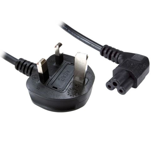 Jedel UK Power Lead, Cloverleaf, Moulded Plug, Right Angle Connector, 1 Metre - X-Case UK T/A ROG