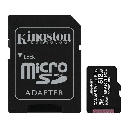 Kingston 512GB Canvas Select Plus Micro SD Card with SD Adapter, UHS-I Class 10 with A1 App Performance - X-Case UK T/A ROG