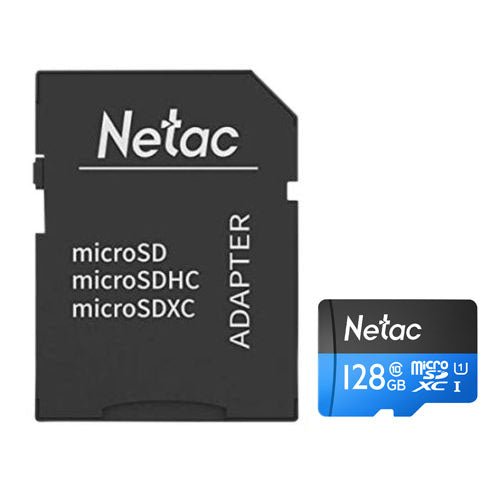 Netac P500 128GB MicroSDXC Card with SD Adapter, U1 Class 10, Up to 90MB/s - X-Case UK T/A ROG