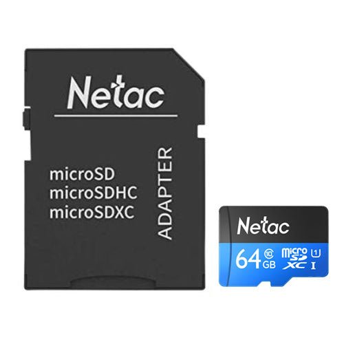 Netac P500 64GB MicroSDXC Card with SD Adapter, U1 Class 10, Up to 90MB/s - X-Case UK T/A ROG