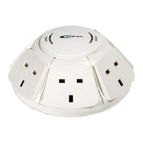 Philex PowerDome Multi Socket Extension Dome, 6-Way, 1M Cable, 13A, Surge Protected - X-Case UK T/A ROG