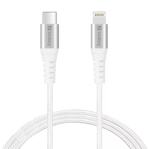 Sandberg USB-C PD to Lightning Cable, Braided, 1 Meter, White - X-Case UK T/A ROG