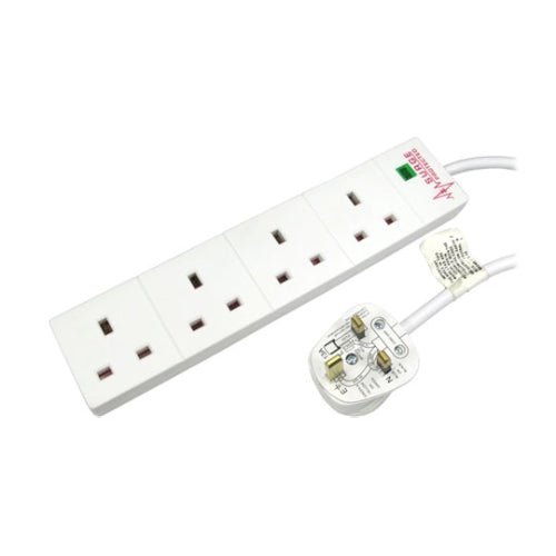 Spire Mains Power Multi Socket Extension Lead, 4-Way, 2M Cable, Surge Protected - X-Case UK T/A ROG