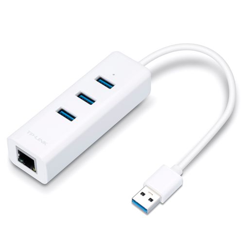 TP-LINK (UE330) Portable External 3-Port USB 3.0 Hub & Gigabit Ethernet Adapter, White - X-Case UK T/A ROG
