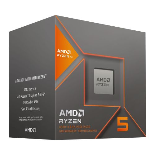 AMD Ryzen 5 8600G with Wraith Stealth Cooler, AM5, Up to 5.0GHz, 6-Core, 65W, 22MB Cache, 4nm, 8th Gen, Radeon Graphics-0