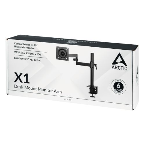 Arctic X1 Single Monitor Arm, Up to 43" Monitors / 49" Ultrawide, 180° Swivel, 360° Rotation-3
