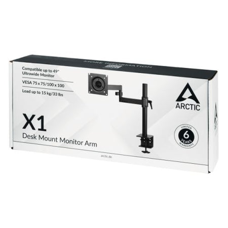 Arctic X1 Single Monitor Arm, Up to 43" Monitors / 49" Ultrawide, 180° Swivel, 360° Rotation-3