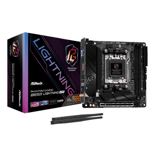 Asrock B650I LIGHTNING WIFI, AMD B650, AM5, Mini ITX, 2 DDR5, HDMI, Wi-Fi 6E, 2.5G LAN, 2x M.2-5