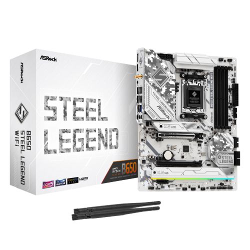 Asrock B650 STEEL LEGEND WIFI, AMD B650, AM5, ATX, 4 DDR5, HDMI, DP, Wi-Fi 6E, 2.5G LAN, PCIe5, RGB, 3x M.2-5