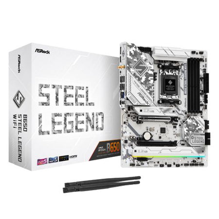 Asrock B650 STEEL LEGEND WIFI, AMD B650, AM5, ATX, 4 DDR5, HDMI, DP, Wi-Fi 6E, 2.5G LAN, PCIe5, RGB, 3x M.2-5