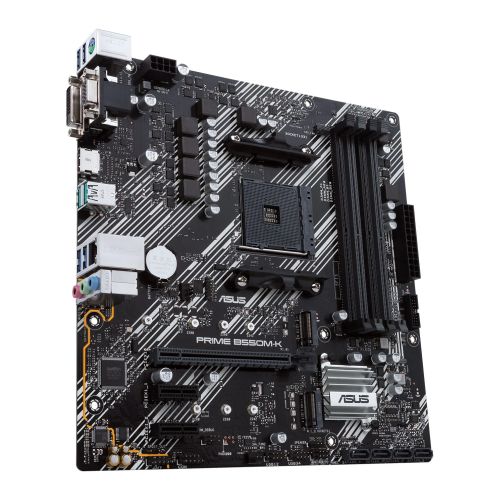 Asus PRIME B550M-K, AMD B550, AM4, Micro ATX, 4 DDR4, VGA, DVI, HDMI, PCIe4, M.2-1