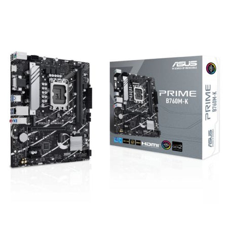 Asus PRIME B760M-K, Intel B760, 1700, Micro ATX, 2 DDR5, VGA, HDMI, 2.5G LAN, PCIe4, 2x M.2-4