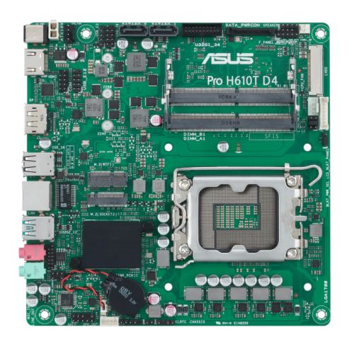 Asus PRO H610T D4-CSM - Corporate Stable Model, Intel H610, 1700, Thin Mini ITX, 2 DDR4 SO-DIMM, HDMI, DP, LVDS, 19v DC in, 1x M.2-0
