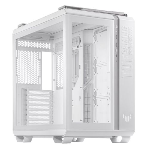 Asus TUF Gaming GT502 Case w/ Front & Side Glass Window, ATX, Dual Chamber, Modular Design, LED Control Button, USB-C, Carry Handles, White-0