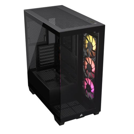 Corsair 3500X ARGB Gaming Case w/ Glass Side & Front, E-ATX, 3x ARGB Fans, USB-C, Asus BTF Compatible, Black-1
