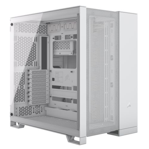 Corsair 6500D Airflow Dual Chamber Gaming Case w/ Glass Window, ATX, Fully Mesh Panelling, USB-C, Asus BTF Compatible, White-0