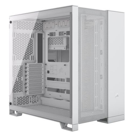 Corsair 6500D Airflow Dual Chamber Gaming Case w/ Glass Window, ATX, Fully Mesh Panelling, USB-C, Asus BTF Compatible, White-0