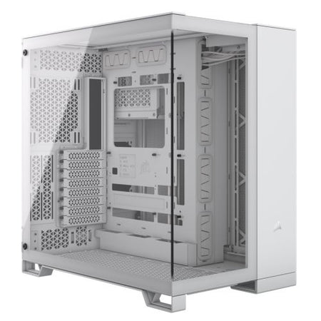 Corsair 6500X Dual Chamber Gaming Case w/ Glass Side & Front, ATX, Mesh Panels, USB-C, Asus BTF Compatible, White-0