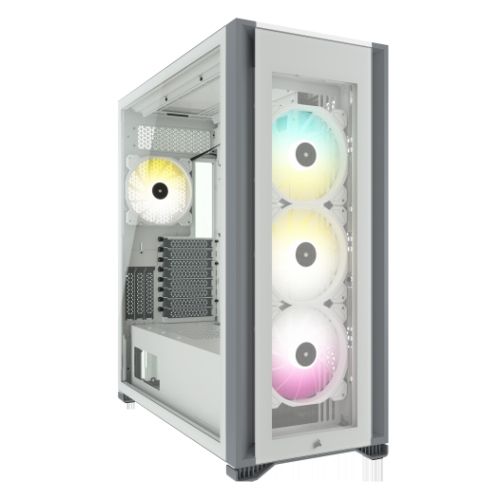 Corsair iCUE 7000X RGB Gaming Case w/ 3x Tempered Glass Panels, E-ATX, 3 x SP140 RGB Elite Fans, iCUE Commander CORE XT included, USB-C, White-0