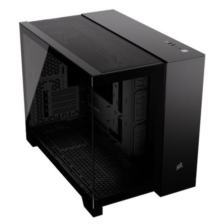 Corsair 2500X Dual Chamber Gaming Case w/ Glass Side & Front, Micro ATX, Mesh Panels, USB-C, Asus BTF Compatible, Black-1