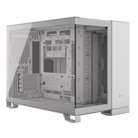 Corsair 2500X Dual Chamber Gaming Case w/ Glass Side & Front, Micro ATX, Mesh Panels, USB-C, Asus BTF Compatible, White-0