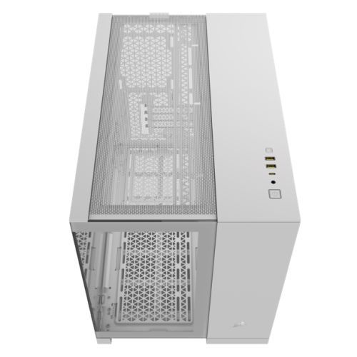 Corsair 2500X RGB Dual Chamber Gaming Case w/ Glass Side & Front, Micro ATX, 2x RGB Fans, Mesh Panels, USB-C, Asus BTF Compatible, White-3