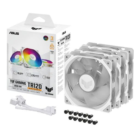 Asus TUF Gaming TR120 ARGB Reverse Blade 12cm PWM Case Fans (3 Pack), Hydraulic  Bearing, 28mm Frame, Double-layer LED Matrix Design, 2000 RPM, White-4