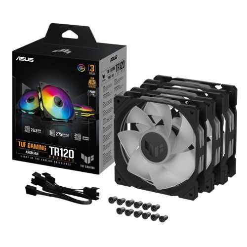 Asus TUF Gaming TR120 ARGB Reverse Blade 12cm PWM Case Fans (3 Pack), Hydraulic  Bearing, 28mm Frame, Double-layer LED Matrix Design, 2000 RPM, Black-5