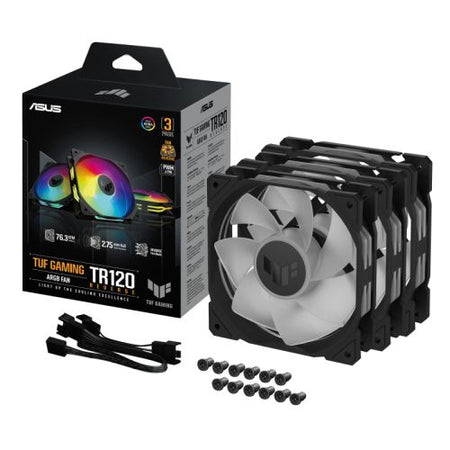 Asus TUF Gaming TR120 ARGB Reverse Blade 12cm PWM Case Fans (3 Pack), Hydraulic  Bearing, 28mm Frame, Double-layer LED Matrix Design, 2000 RPM, Black-5