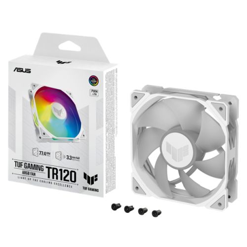 Asus TUF Gaming TR120 ARGB 12cm PWM Case Fan (Single), Hydraulic  Bearing, 28mm Frame, Double-layer LED Matrix Design, 2000 RPM, White-5