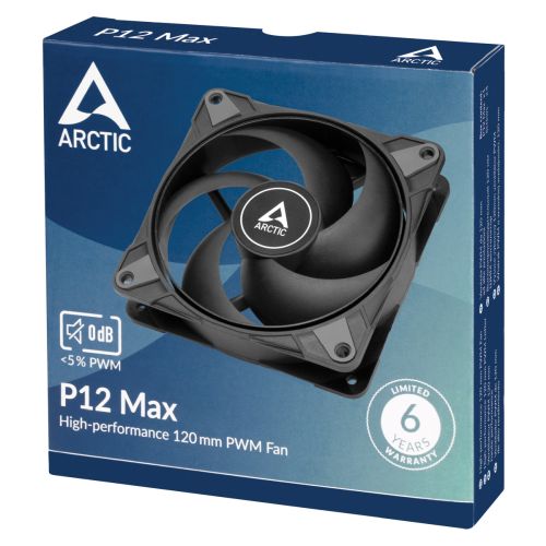 Arctic P12 Max High-Performance 12cm PWM Case Fan, Dual Ball Bearing, 200-3300 RPM, 0dB Mode, Black-4