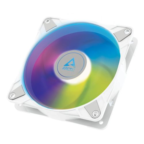 Arctic 12cm P12 Pressure Optimised PWM PST ARGB Case Fan, Fluid Dynamic, 12 LEDs, 0-2000 RPM, 0dB Mode, White-0