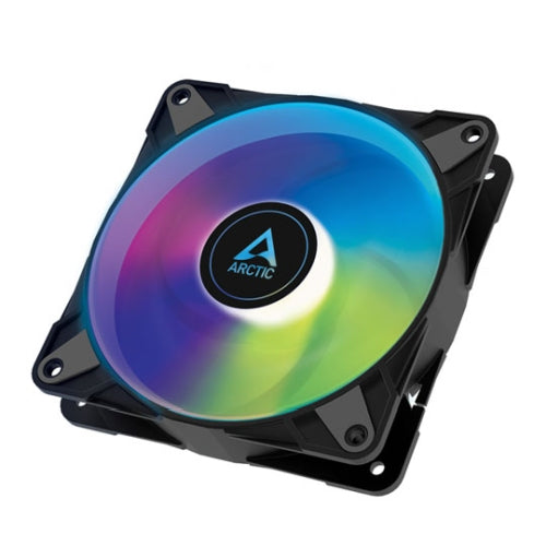 Arctic 12cm P12 Pressure Optimised PWM PST ARGB Case Fan, Fluid Dynamic, 12 LEDs, 0-2000 RPM, 0dB Mode, Black-0