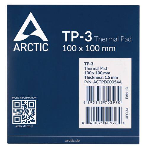 Arctic TP-3 Premium Performance Gap Filler Thermal Pad (Single), Easy Installation, 100 x 100 mm, 1.5 mm Thick, Blue-1