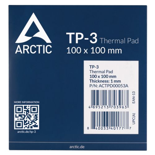 Arctic TP-3 Premium Performance Gap Filler Thermal Pad (Single), Easy Installation, 100 x 100 mm, 1.0 mm Thick, Blue-1