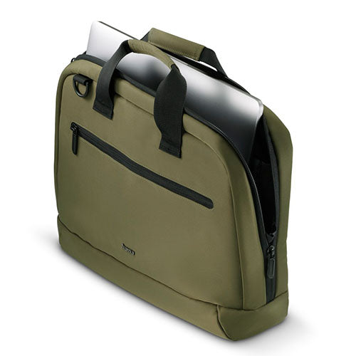 Hama Ultra Lightweight Laptop Bag, Up to 16.2", Padded Compartment, Front Pocket, Trolley Strap, Water-Repellent, Eco-Friendly, Olive Green-5